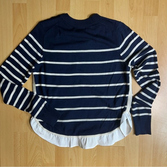 Veronica Beard Ollie Navy and White Striped Merino Wool Sweater - Picture 9 of 11